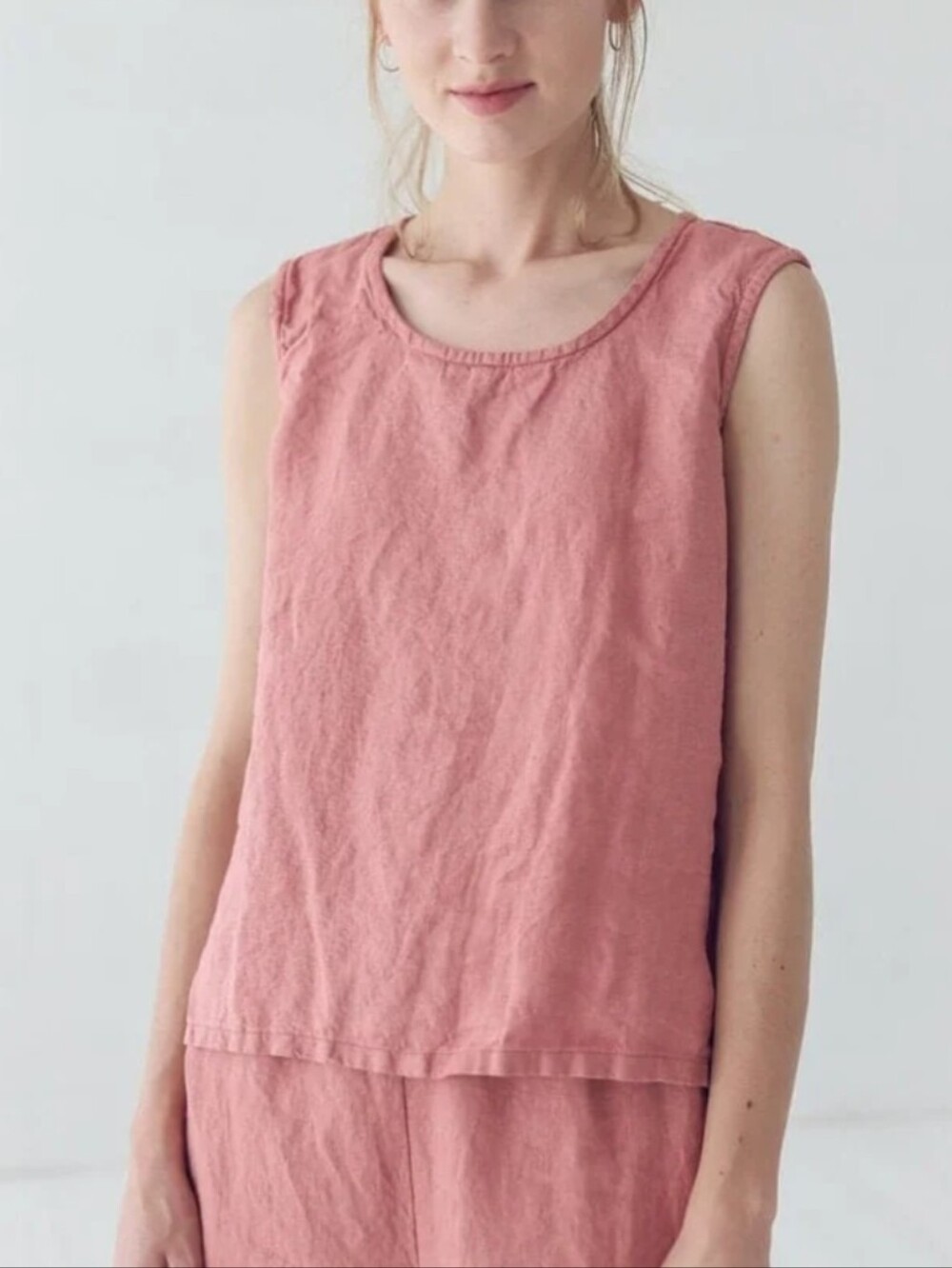 100% Linen Old Linen Mill Neon Lime Green Tank Top